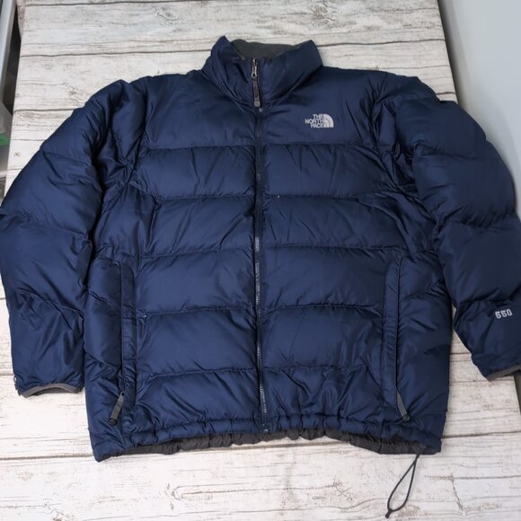 The North Face Navy Blue Nuptse 550 Down Parka Men Size XL - Picture 1 of 7
